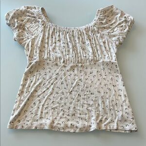 Nordstrom Cream Puff Sleeve Blouse with Smocked Ruffles